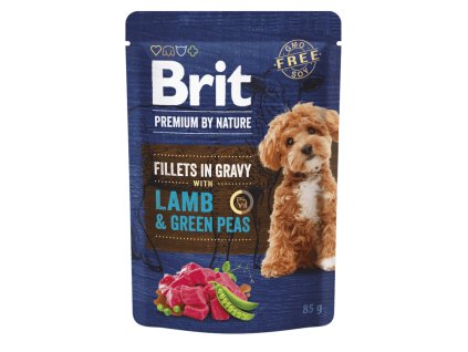 34431 1434 1434 brit premium by nature dog fillets in gravy with lamb green peas 85 g