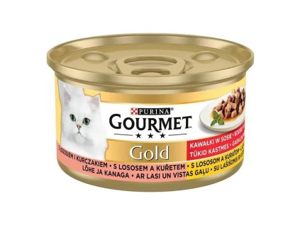 GOURMET Gold kousky ve šťávě s lososem a kuřetem