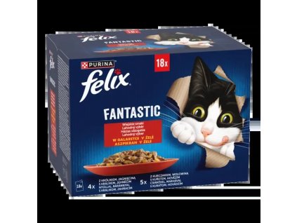 Felix Fantastic multipack s kuřetem, hovězím, králíkem a jehněčím v želé 18x85g