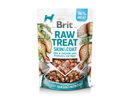 993 brit raw treat skin coat freeze dried treat and topper fish chicken 40 g