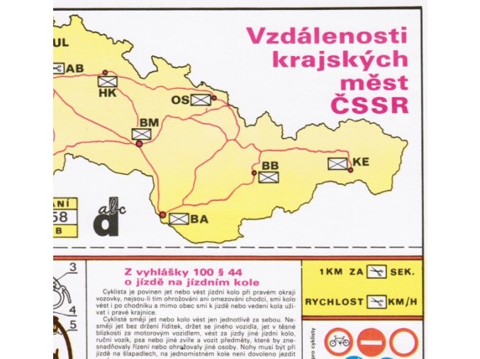vzdálenosti krajských měst ČSSR