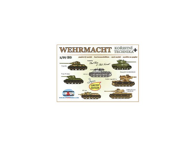 Wehrmacht - kořistní technika -- T-34/85, M4A3(W)76 Sherman, T-34/76 1943, KV-1A, PzKfw.754(r)KV-2, SU-122, PzKfw.KV-1(r) 7,5cmKwK