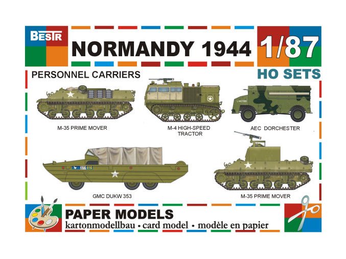 M-35 Prime Mover + M-4 high-speed tractor + AEC Dorchester + GMC DUKW 353 + M-35 Prime Mover (M10A1) (Normandy 1944)