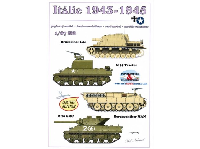 Itálie 1943-45 - Brummbär late, M 35 Tractor, Bergenpanther MAN, M 10 GMC