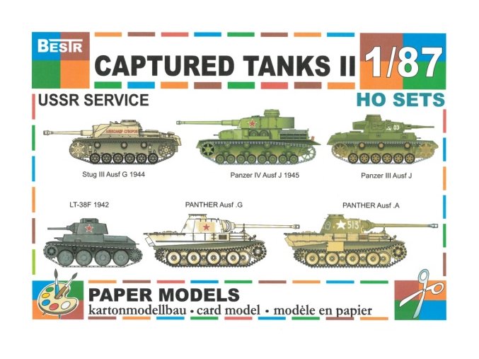 Ruské kořistní tanky II - 6ks (Stug III Ausf G 1944, Panzer IV Ausf J 1945, Panzer III Ausf J, LT-38F 1942, Panther Ausf G, Panther Ausf A)