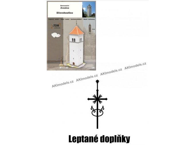 Dřevohostice - renesanční zvonice - LEPTANÉ DOPLŇKY - kříž