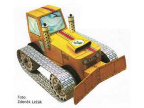 pásový traktor / buldozer na gumový pohon + figurka startéra