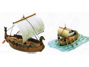egyptský papyrový člun + fénická obchodní loď