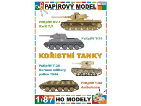 PzKpfW KV-1 KwK 7,5 + PzKpfW T-34 + PzKpfW T-26 German military police 1944 + PzKpfW T-34 Ambulance (Kořistní tanky / Captured tanks)