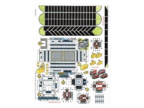 technický blok a věž + 4x hasičský vůz