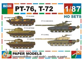 PT-76 (3 ks) + T-72 (2 ks)