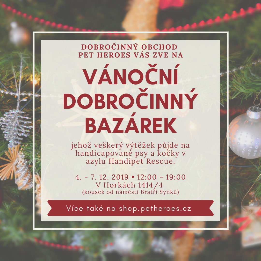 Vánoční bazárek na pomoc pejskům a kočičkám v nouzi 4.-7.12.2019