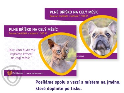 dar pro zvíře v nouzi - krmení na měsíc