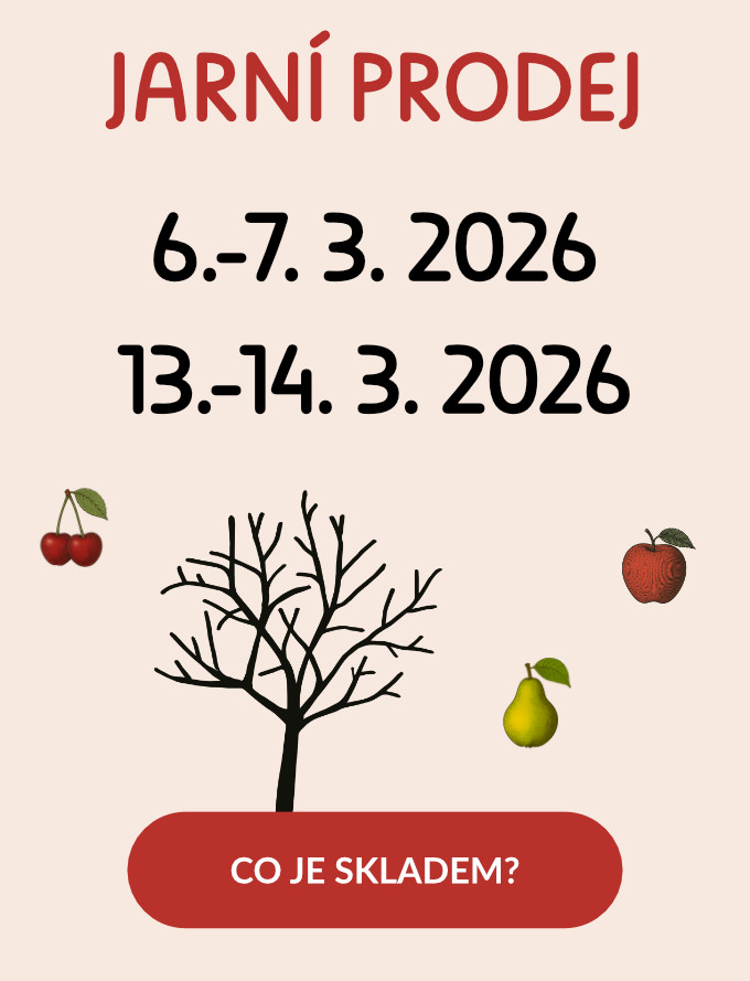 banner jarní prodejní doba ovocné školky potulného sadaře