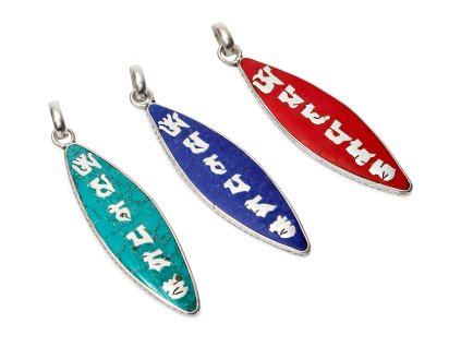 Amulet s mantrou vykládaný kameny, tři varianty