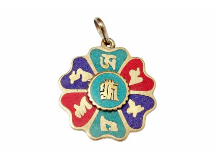 Kovový amulet ve tvaru lotosového květu