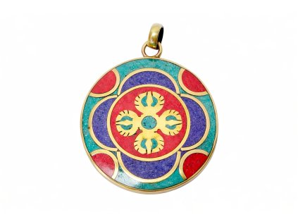 Amulet vykládaný kameny - dvojité dordže