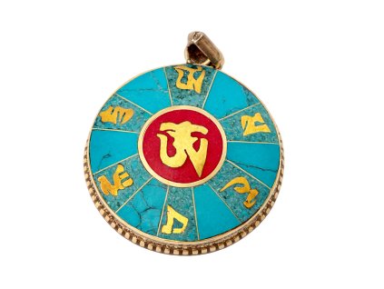 Amulet vykládaný kameny s mantrou