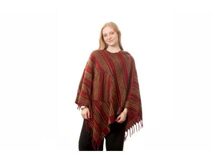 Boho pončo "Autumn Wine" s kapucí