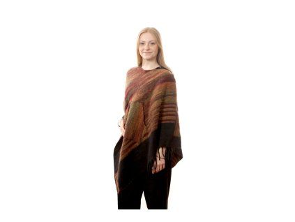 Boho pončo "Rustic Earth" s kapucí