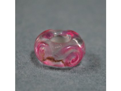 Skleněná perla stříbrný nádech Růžová
