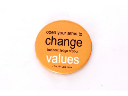Button "open your arms to change..."