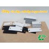 Visačka černo-bílá kartonová upcyklovaná 8×3 cm, s nýtováním dírky nebo bez