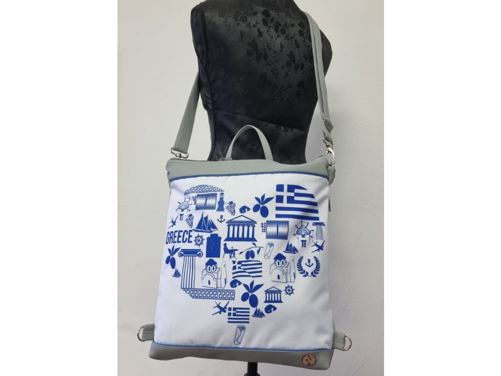 Crossbody kabelko-batoh grécka vášeň - šedý