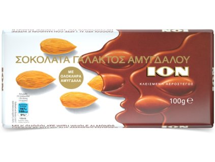 ION AMYGDALOU mléčná čokoláda s celými mandlemi 100g