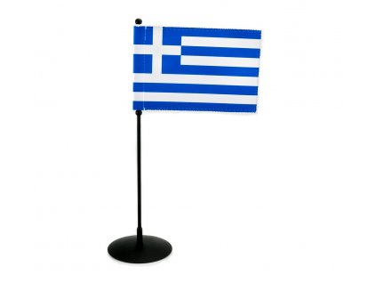 Řecká vlajka 11×16 cm na stojánku (nasunutí) kovový, černý