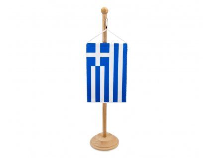 Řecká vlajka 11×16 cm na stojánku (zavěšení) dřevěný