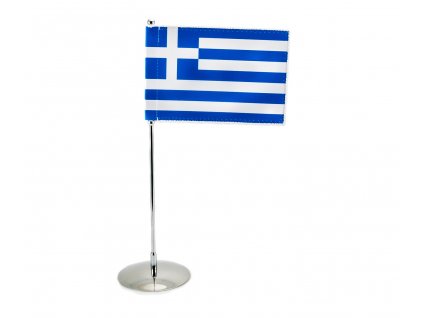 Řecká vlajka 11×16 cm na stojánku (nasunutí) kovový, chromovaný, LUX