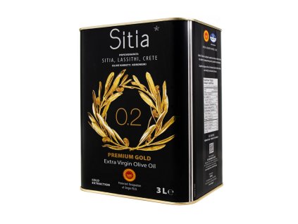 SITIA Kréta PREMIUM GOLD 0,2% Extra panenský olivový olej 3l – plech