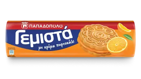 Papadopoulou sušenky GEMISTA plněné pomerančovým krémem 200g