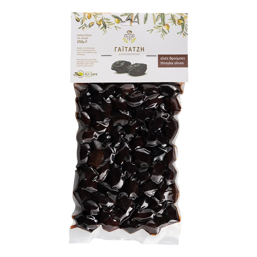 Gaitatzi THROUMPES černé sušené olivy s peckou vakuum 250g