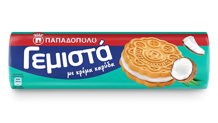 Papadopoulou sušenky GEMISTA plněné kokosovým krémem 200g