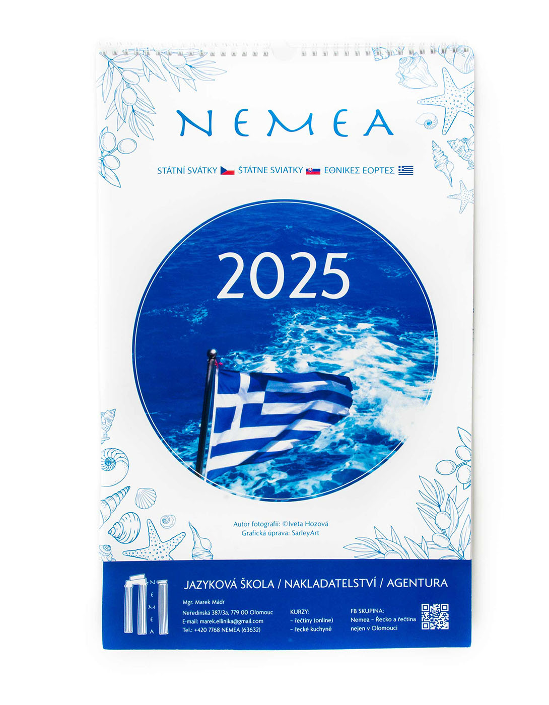 Nemea - nástěnný kalendář 2025 A3 (CZ, SK, GR svátky)