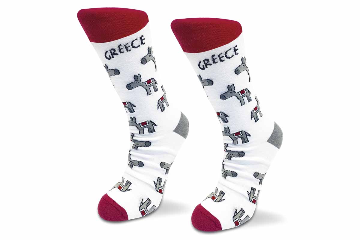 ATP – bílé ponožky s oslíkem L-XL