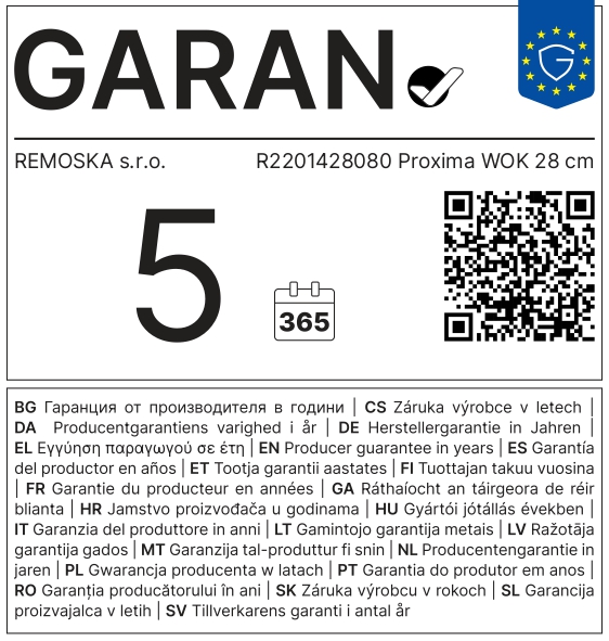 Štítek GARAN – Remoska Proxima WOK pánev 28 cm