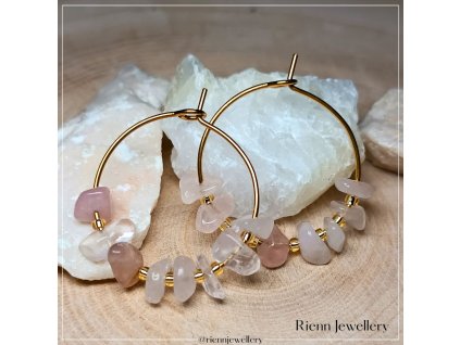 Rózsakvarc karika fülbevaló