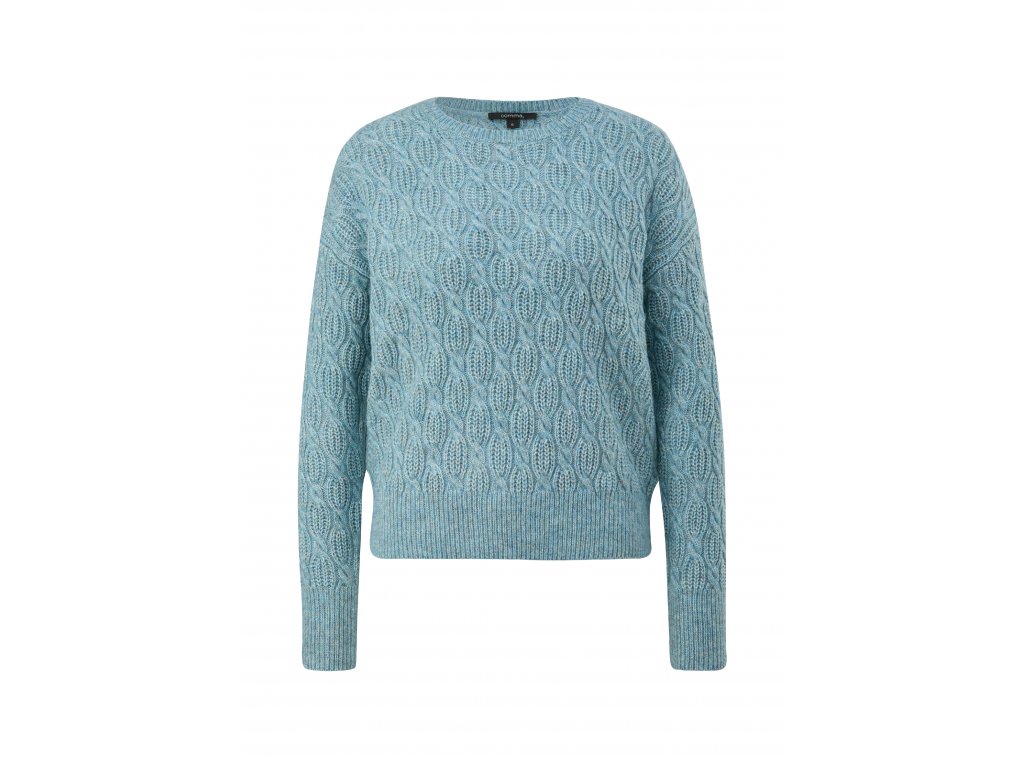 Tyrkysový pletený svetr