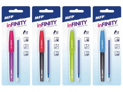kuličkové pero gumovací Infinity + náplň 0,6 modré na blistru 6001337