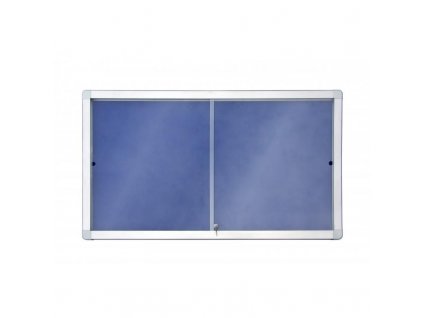 Interiérová vitrína s posuvnými dveřmi 97 x 70 cm (8xA4)  modrý filc