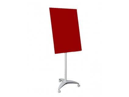 Skleněný červený mobilní flipchart 100 x 70 cm