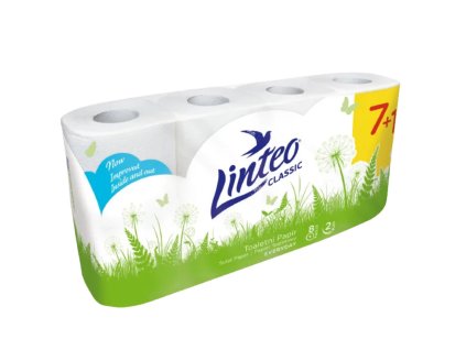 Toaletní papír Linteo classic 7+1 – bílý, 2vrstvý, 8 rolí/bal