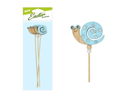 Zápich šnek ulita modrý 28cm /3ks/