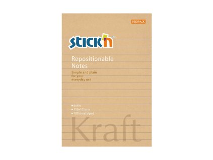 Samolepící Bloček KRAFT, 150x101 mm, linkovaný, 100 lístků