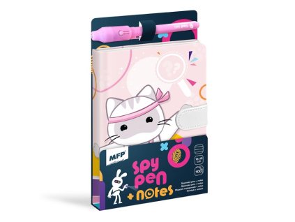Blok s magnetem SPY NOTES s linkami,100 listů,  Motiv: kočička v kimonu 130 x 190 mm