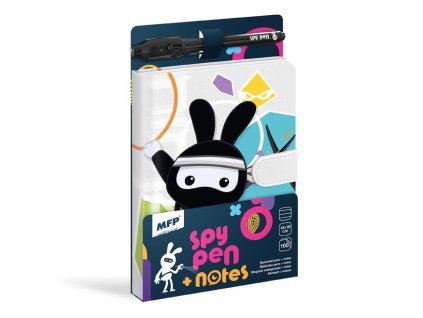Blok s magnetem SPY NOTES s linkami,100 listů,  Motiv: ninja králík 130 x 190 mm