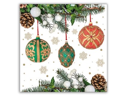 Ubrousky 3-vrstvé 33x33cm  vánoční / 20ks - baňky